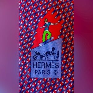 Hermès “Ski Board” Tie 645733 PA 100% Silk